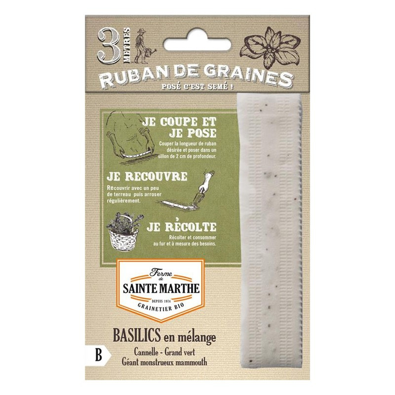 Ribbon of 150 seeds Basil mix - La ferme Sainte Marthe