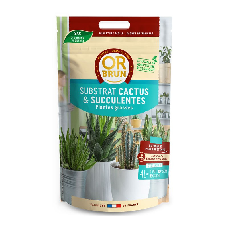 Cactus en vetplanten potgrond 4L - Or Brun