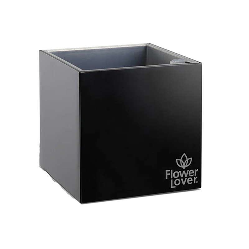 Pot de fleurs - Cubico - Noir brillant - 14x14x14cm - Flower Lover