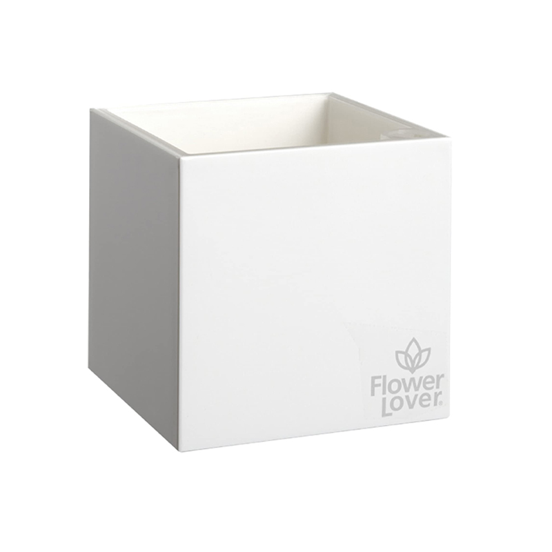 Vaso da fiori - Cubico - Bianco cristallo - 14x14x14cm - Amante dei fiori