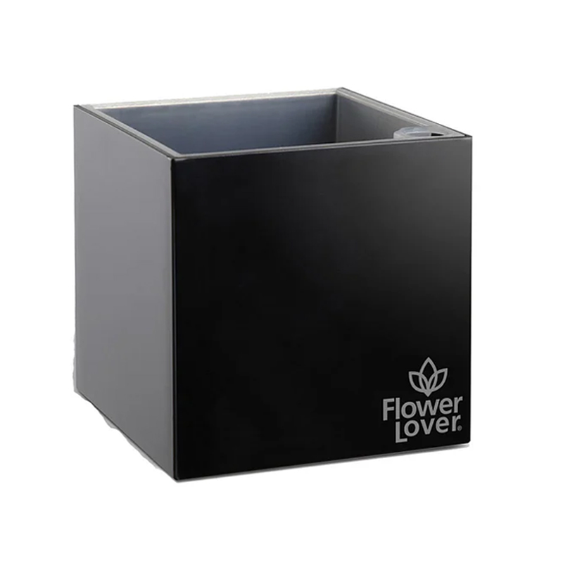 Vaso da fiori - Cubico - Nero lucido - 21x21x21cm - Amante dei fiori