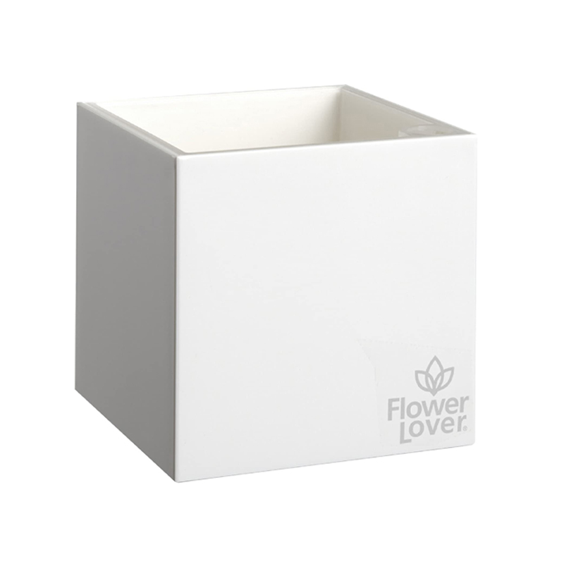Vaso da fiori - Cubico - Bianco cristallo - 21x21x21cm - Amante dei fiori