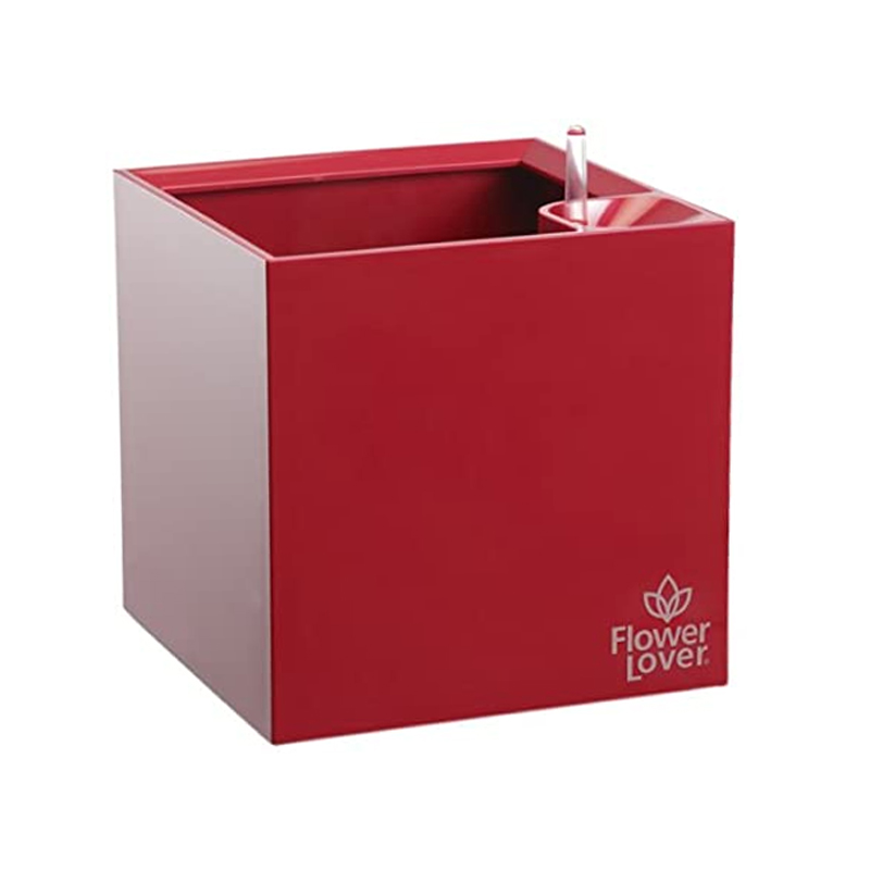 Vaso da fiori - Cubico - Rosso elegante - 21x21x21cm - Amanti dei fiori