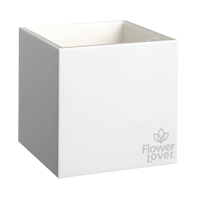 Vaso da fiori - Cubico - Bianco cristallo - 27x27x27cm - Amante dei fiori