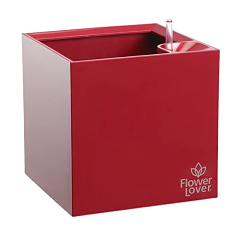Vaso da fiori - Cubico - Rosso elegante - 27x27x27cm - Amante dei fiori