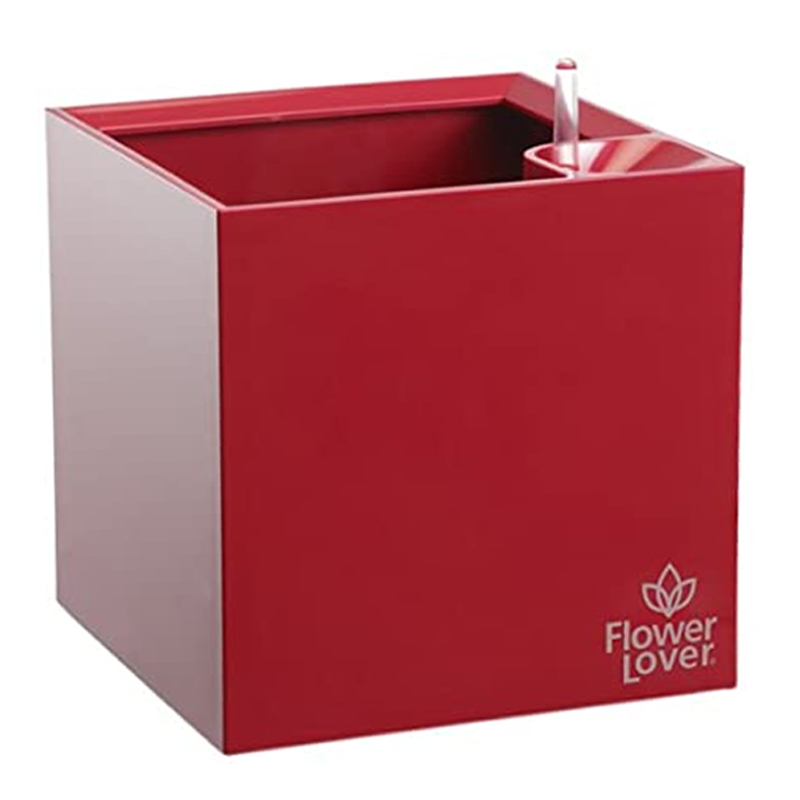 Vaso da fiori - Cubico - Rosso elegante - 33x33x33cm - Amante dei fiori