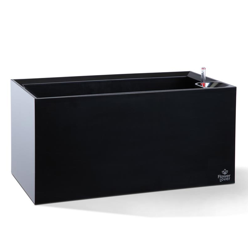 Pot de fleurs - Cubico - Noir brillant - 21x42x21cm - Flower Lover