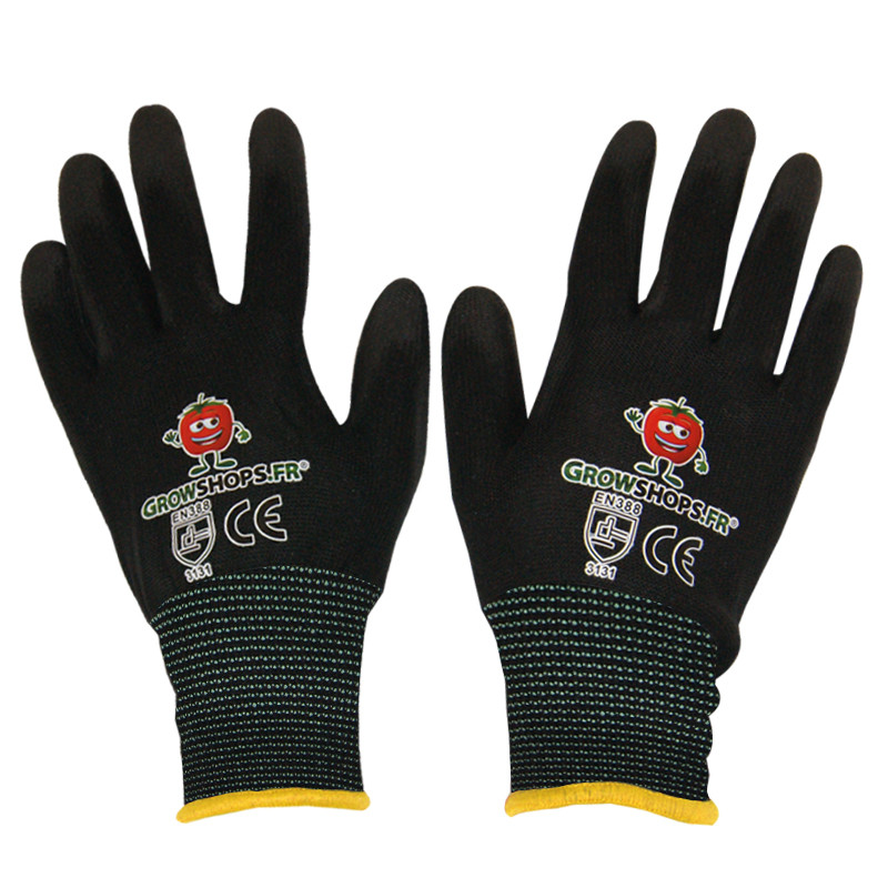 PAIRE DE GANTS GROWSHOPS XL (LISERE JAUNE)