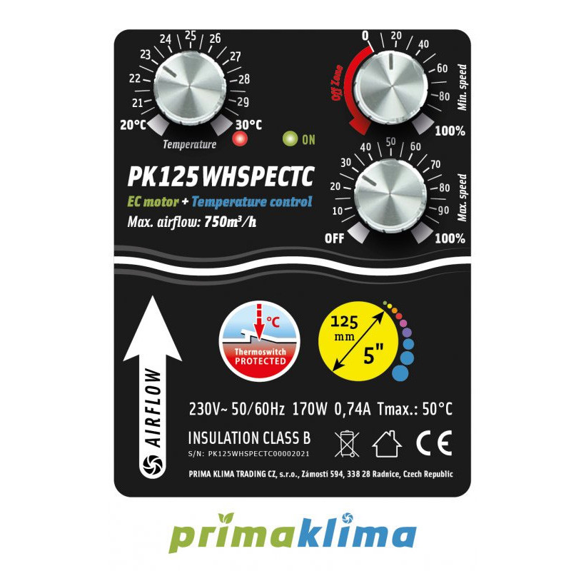 PRIMA KLIMA SILENT PK125 WHSP EC-TC 750M3/H