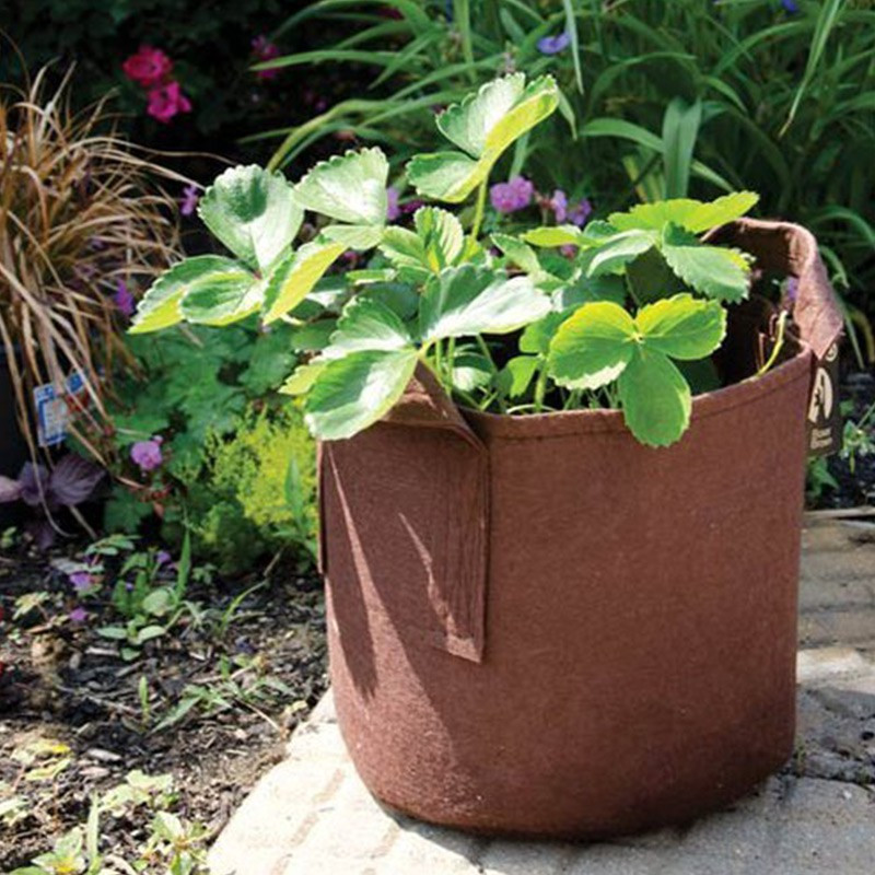 Textile fabric pot - 12L 25.5x21.5cm - With handles - Brown - Root Pouch