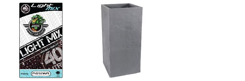 Pack Pot + Potting soil - Bac Volcania 31L Gris Galet + Terreau Light Mix 40L