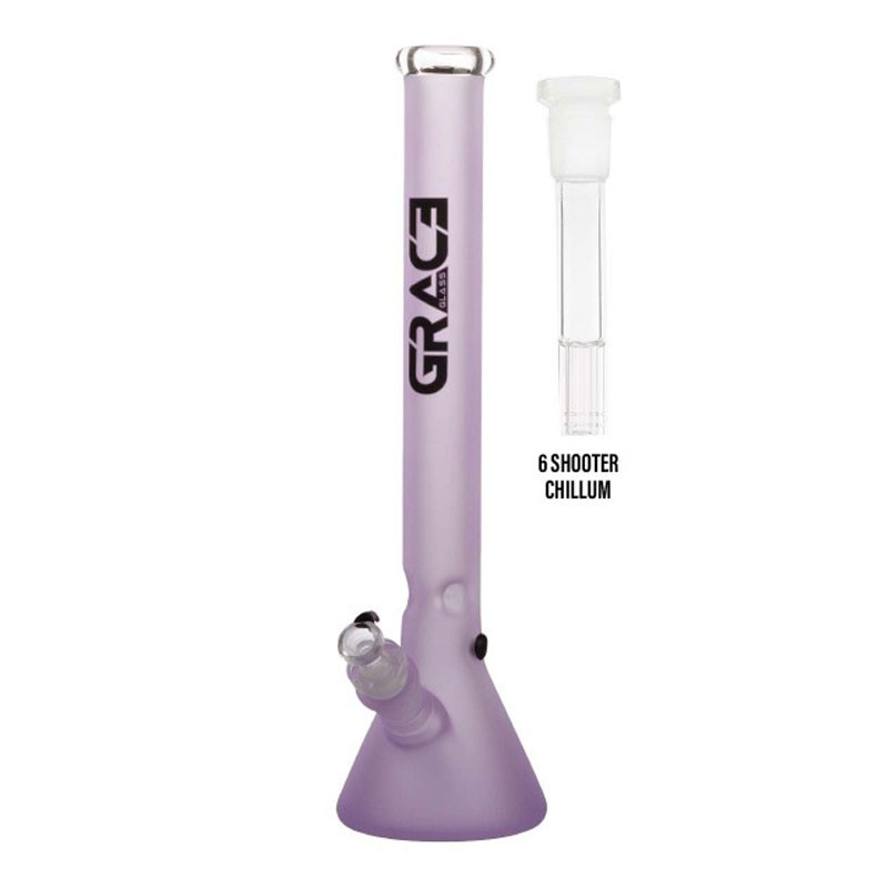Bang purple pearl Beaker h: 50cm 50mm sg: 29,2mm + 6 shooter 7mm - Grace Glass