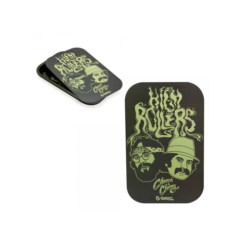 Plateau design métal + Couvercle aimant - Médium - Cheech et Chong High Roller - 27,5x17,5cm - G-Rollz