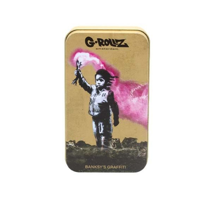 Metalen doos -Banksy's Grafi Torch Boy - Medium - 11.5X6.5X2.3CM -.. G-Rollz