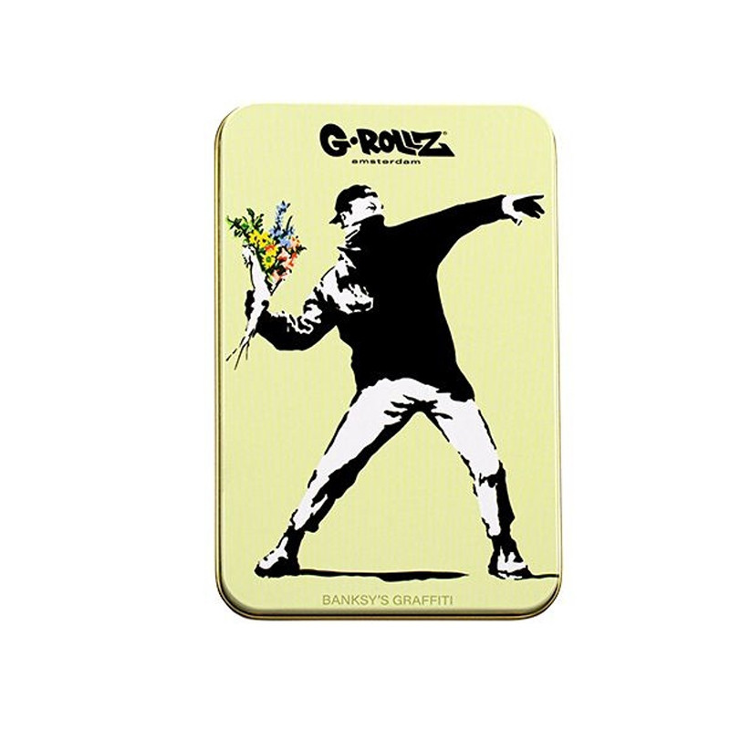 Boite métal -Banksy's Grafi Flower Thrower - Large - 13,5X8,5X3CM - G-Rollz