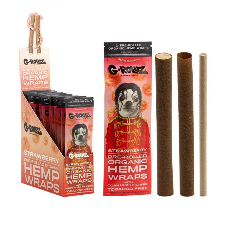 Feuilles à base de chanvre pré-roulées - Strawberry - Pop - 2X - G-Rollz