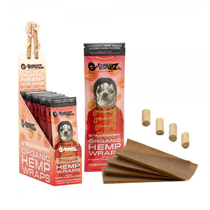 G-ROLLZ | 4X ENVOLTORIOS DE CÁÑAMO CON SABOR A FRESA + PUNTAS DE HOJA DE MAÍZ POP G-ROLLZ | 4X ENVOLTORIOS DE CÁÑAMO CON SABOR A FRESA + PUNTAS DE HOJA DE MAÍZ POP