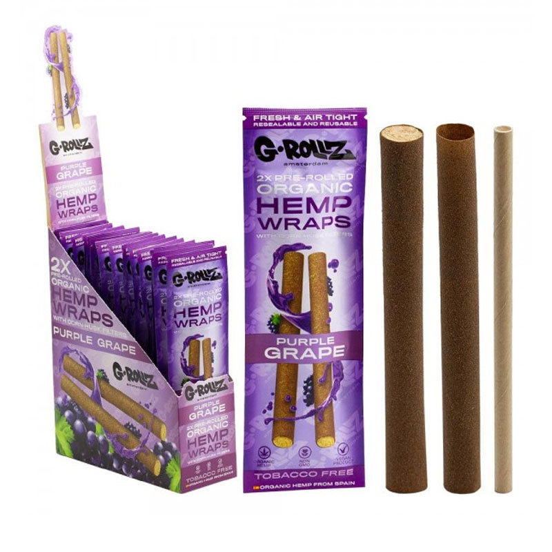 Feuilles à base de chanvre pré-roulées - Purple Grappe - 2X - G-Rollz