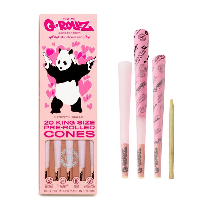 Feuilles cônes pré-roulées - Banksy's graf - Panda Gunnin Lightly Dyed Pink - 20X - G-Rollz