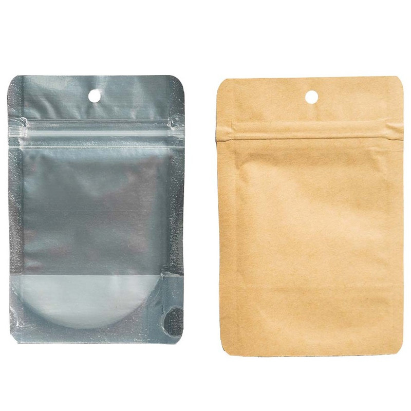 CONFEZIONE DA 50 SACCHETTI KRAFT CON ZIP RESISTENTI AGLI ODORI 7G 10X16,5 CM