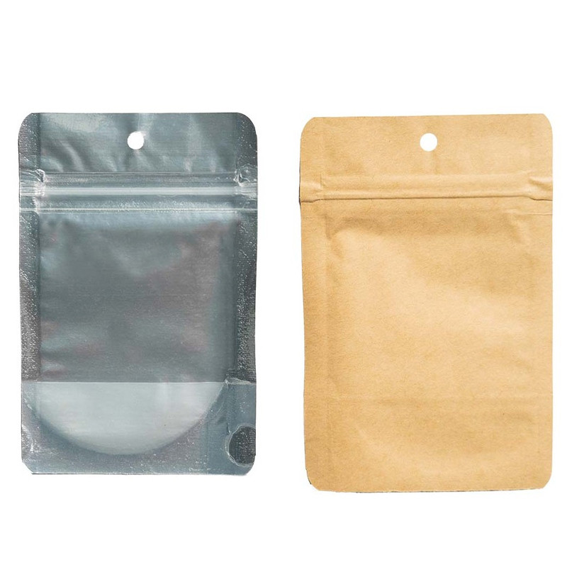 CONFEZIONE DA 50 SACCHETTI KRAFT CON ZIP RESISTENTI AGLI ODORI 3G 8,5X13CM