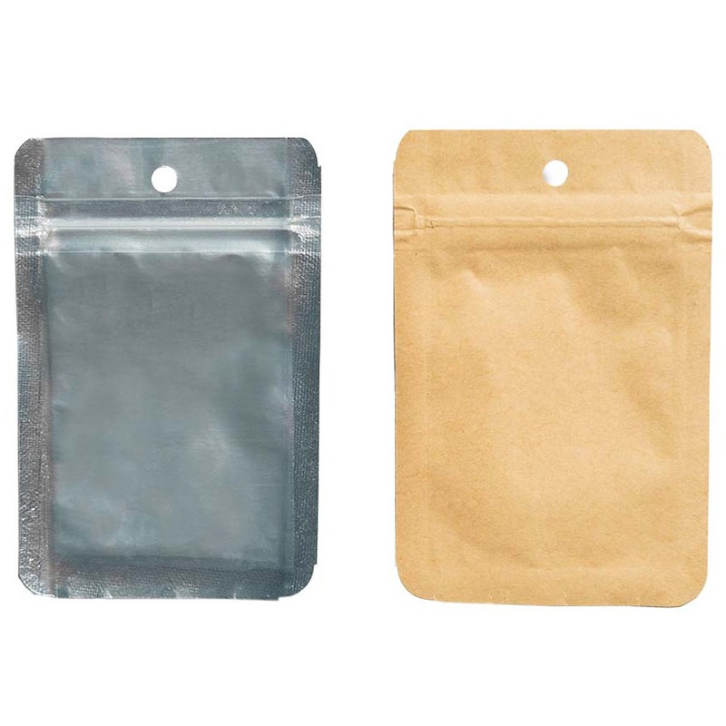 PACK OF 50 ANTI-ODOUR KRAFT ZIP BAGS 1G 7.5X11CM