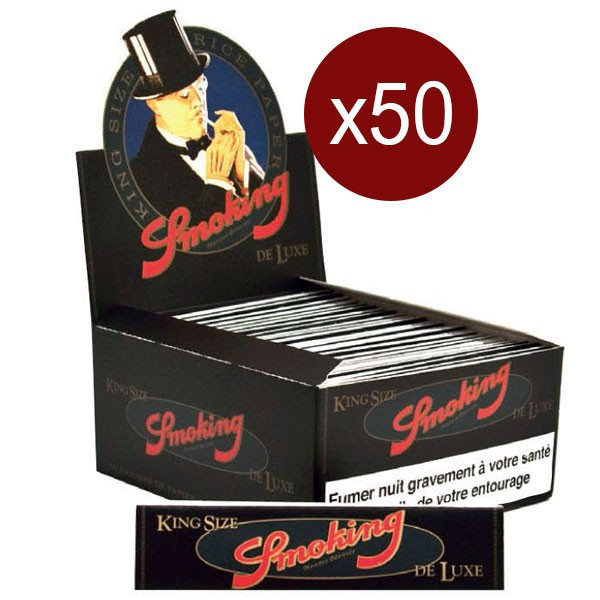 Caja De 50 Folletos de Fumar Hojas de Slim Deluxe con cama King Size (33F/Libro)