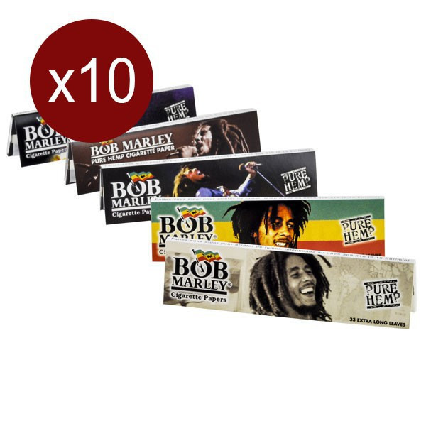Smoking Lot De 10 Carnets Feuilles King Bob Marley King Size (33F/Car