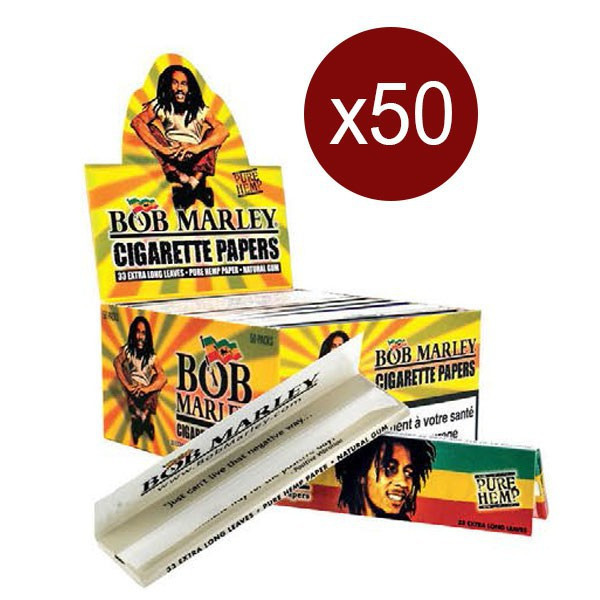 Caja De 50 Folletos de Fumar Hojas de Rey Bob Marley King Size (33F/Coche