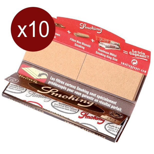 Smoking 10er Set Carnet Feuilles+Cartons Brown King Size (33F/Carne)