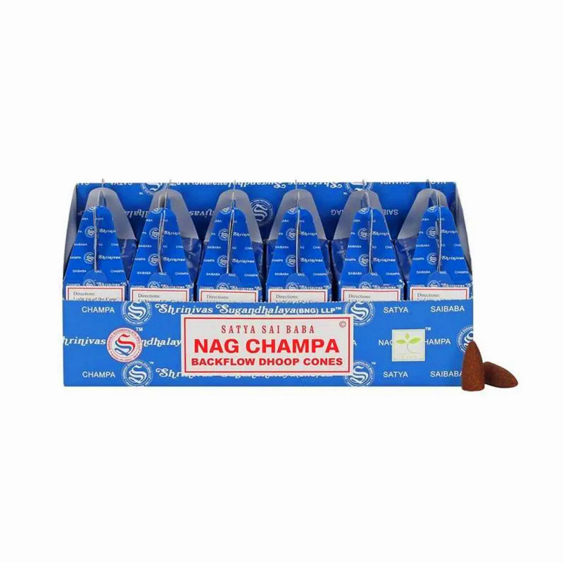 Set van 12 wierookkegels Nag Champa - satya