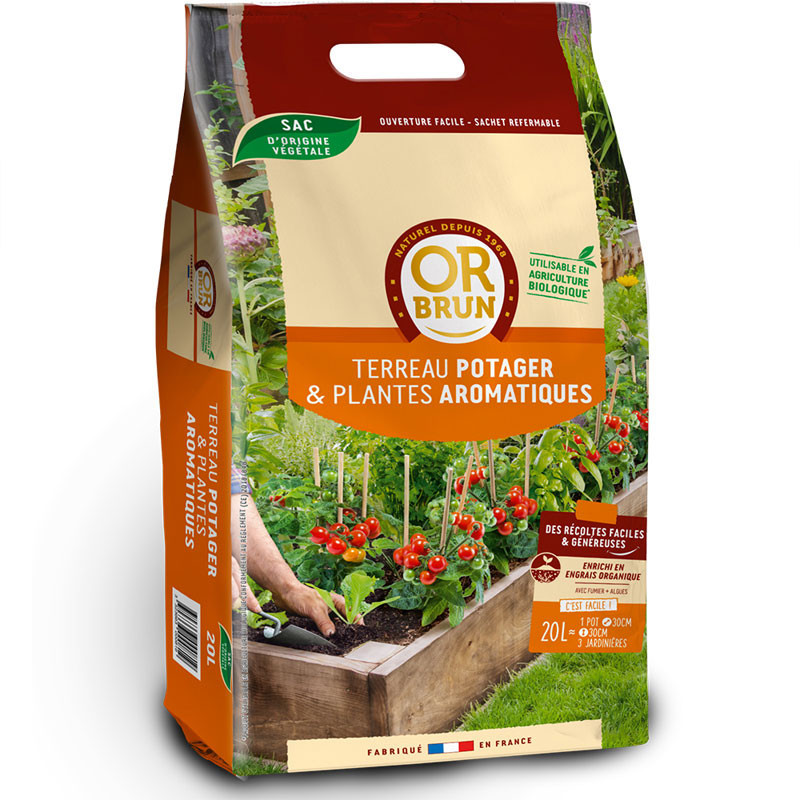 Potting soil for vegetable garden and aromatic plants 20L - Brown Gold
