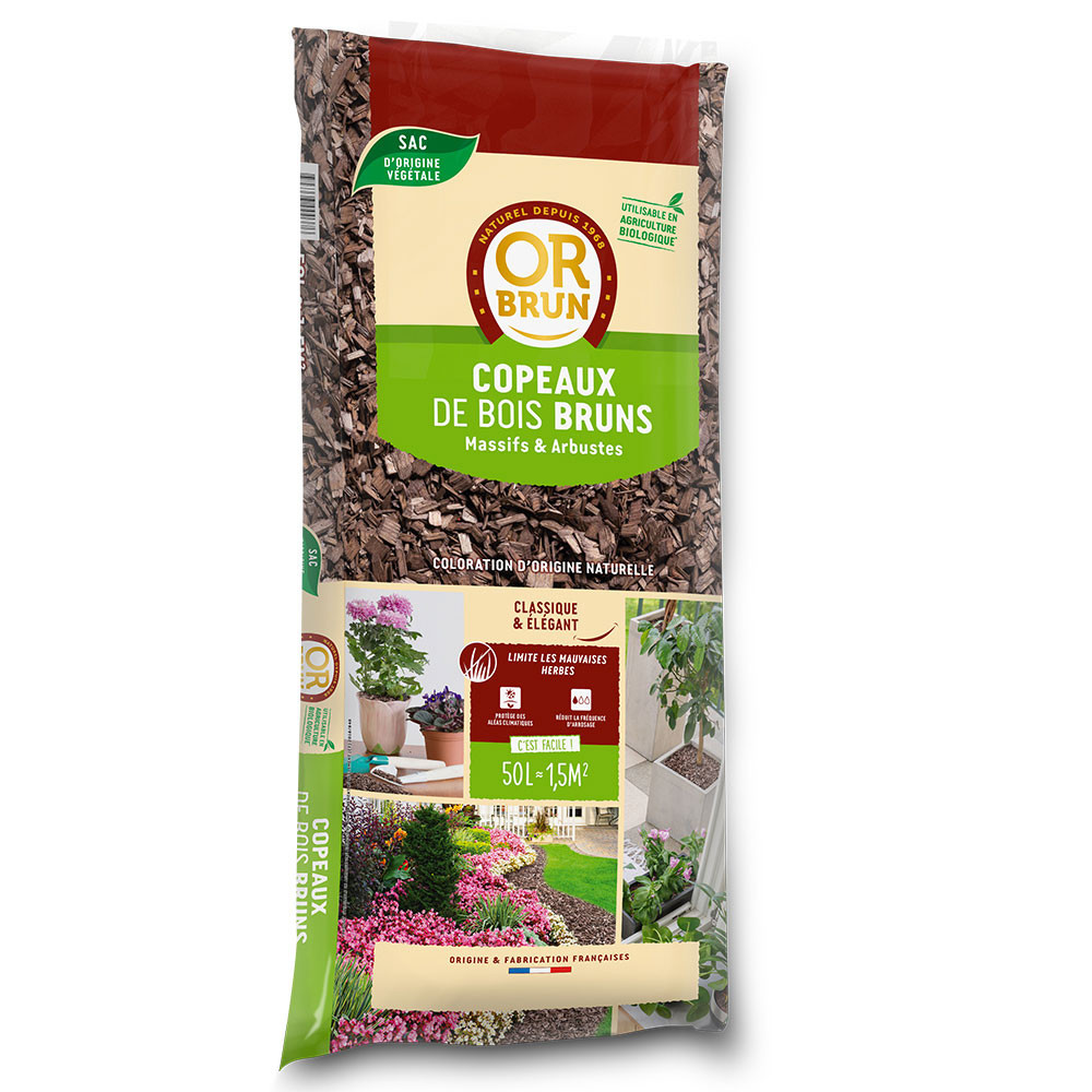 Virutas de madera marrón - 50L - Mulching - Or Brun