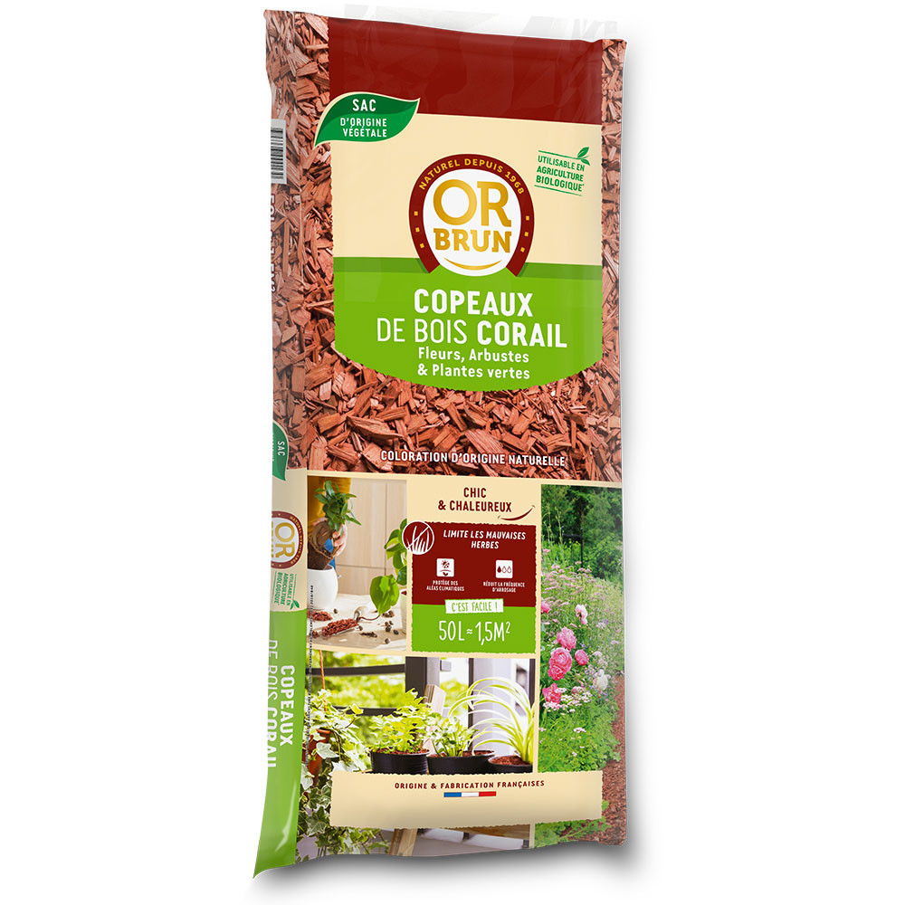 Virutas de madera de coral - 50L - Mulching - Or Brun