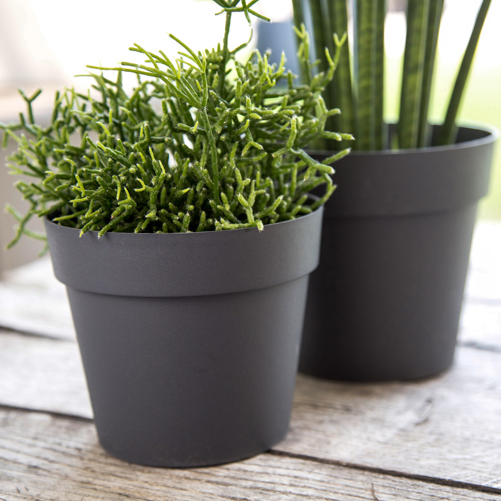 Toscane round pot - 15x13.6cm - 1.6L - Anthracite - EDA Plastics