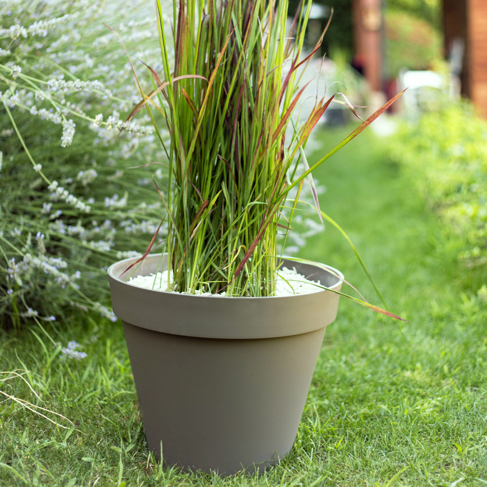 Toscane ronde pot - 30x26cm - 10L - Taupe - EDA kunststoffen