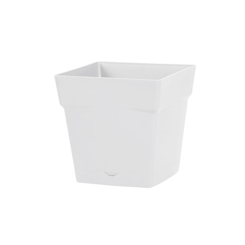Pot carré Toscane réserve d'eau 3.4L - 18x18cm - Blanc - EDA Plastiques