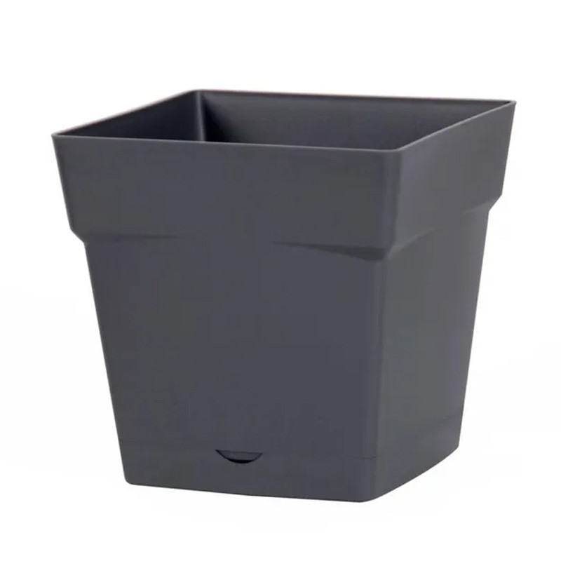 Pot carré Toscane réserve d'eau 10.2L - 25x25cm - Anthracite - EDA Plastiques