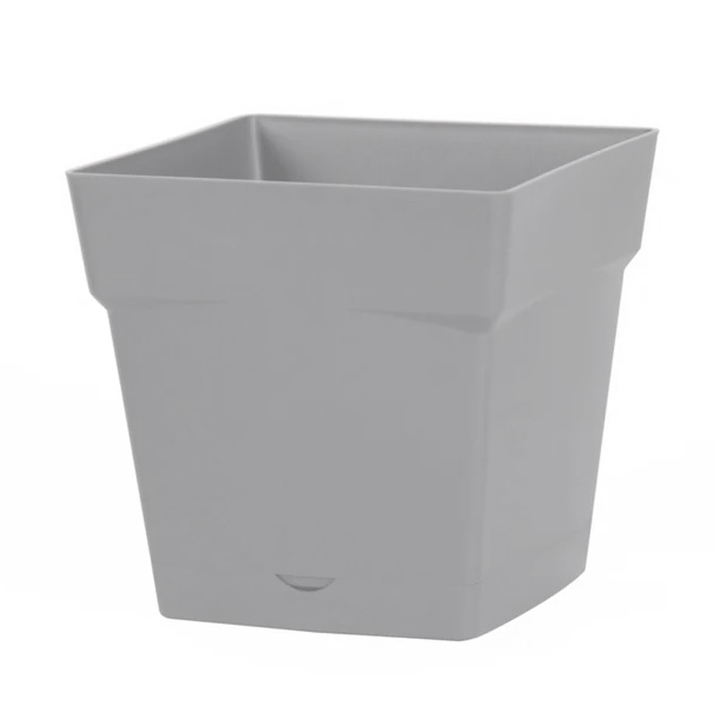 Fioriera quadrata Toscane con riserva d'acqua 10,2L - 25x25cm - Grigio cemento - EDA Plastica