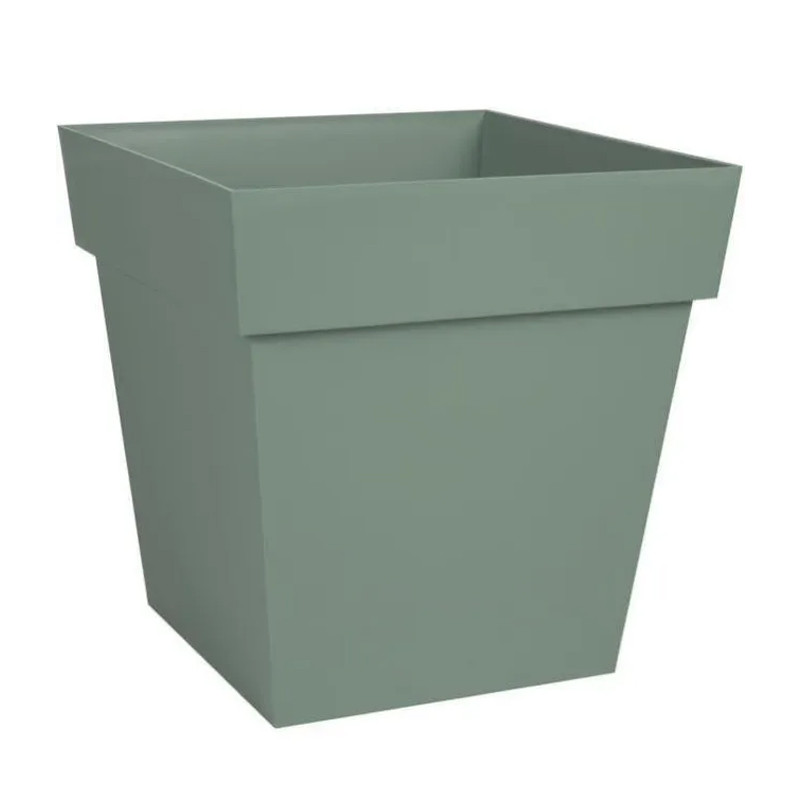Jardinera cuadrada Toscana - 32x32cm - 22L - Verde laurel - EDA Plástico