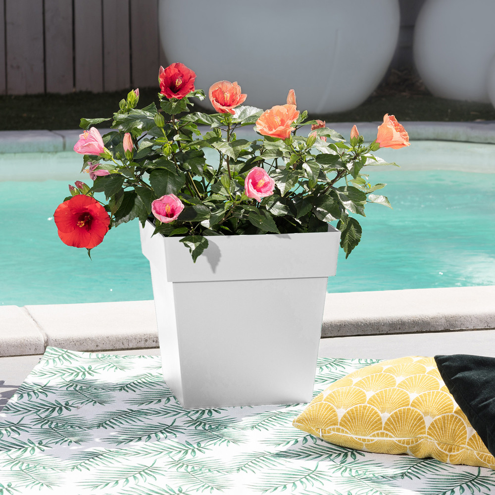 Jardinera cuadrada Toscana - 39x39x39cm - 38L - Verde laurel - EDA Plástico