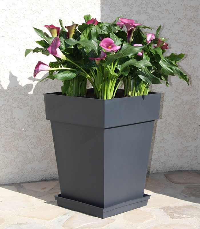Vaso medio alto quadrato toscano - 39x39x53cm - 51L - verde alloro - EDA Plastica