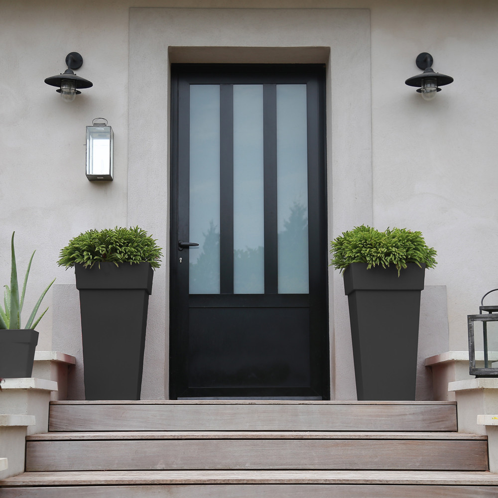 High square Tuscan pot - 39x39x65cm - 62L - Laurel green - EDA Plastics
