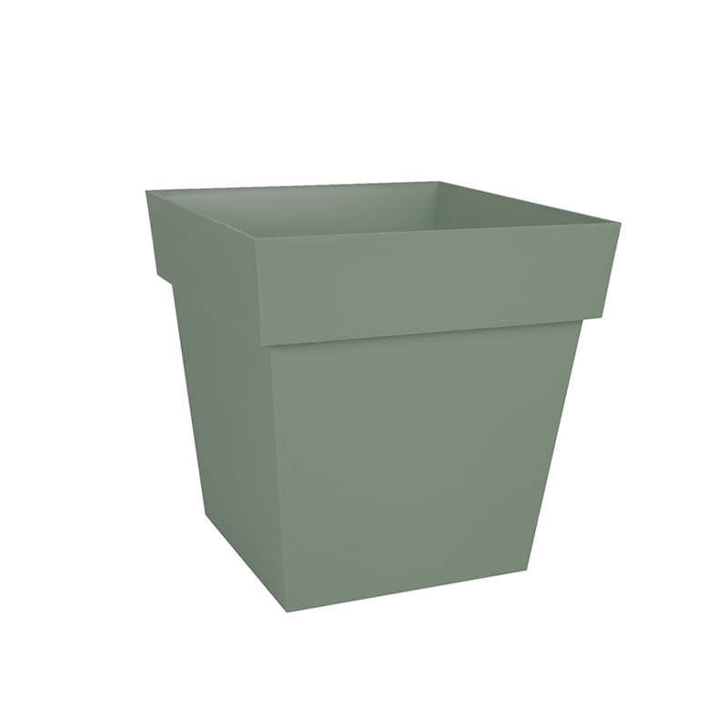 Pot carré Toscane réserve d'eau 10.2L - 25x25cm - Vert Laurier - EDA Plastiques