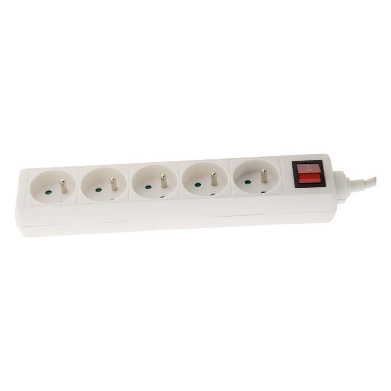 Regleta multitoma con interruptor - 5 tomas de 16 A - Blanco - Zenitech