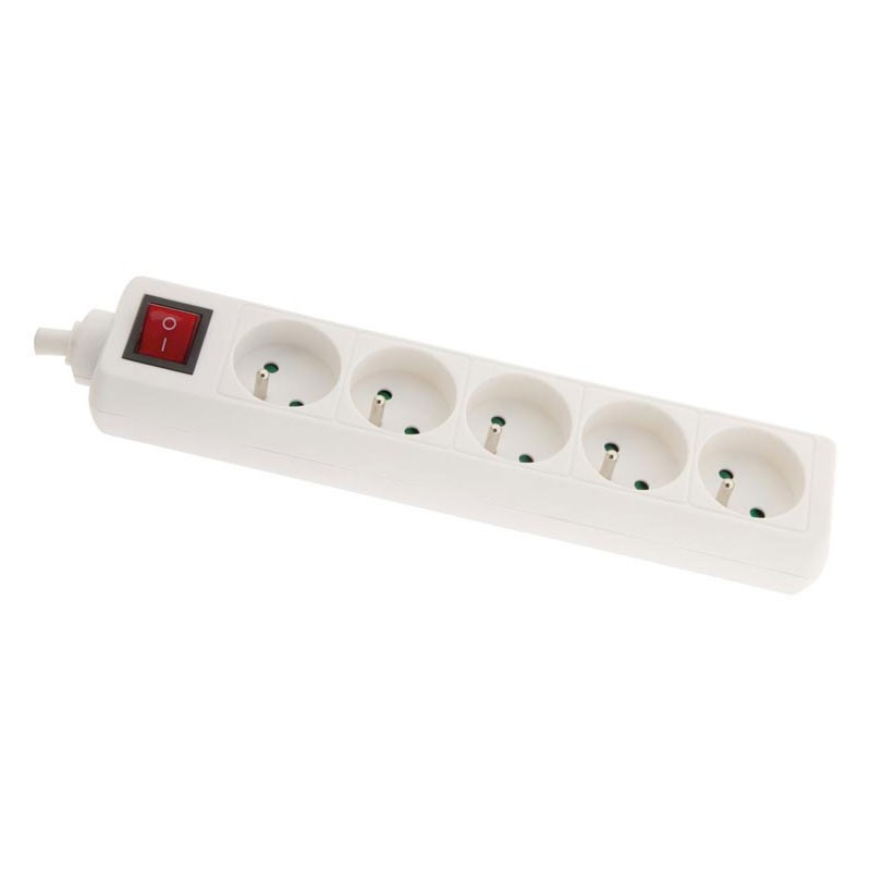 Regleta multitoma con interruptor - 5 tomas de 16 A - Blanco - Zenitech
