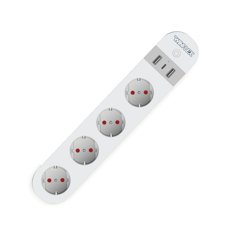 Ciabatta Elettrica, 4 Porte USB (3 USB A + 1 USB C) E 6 Prese