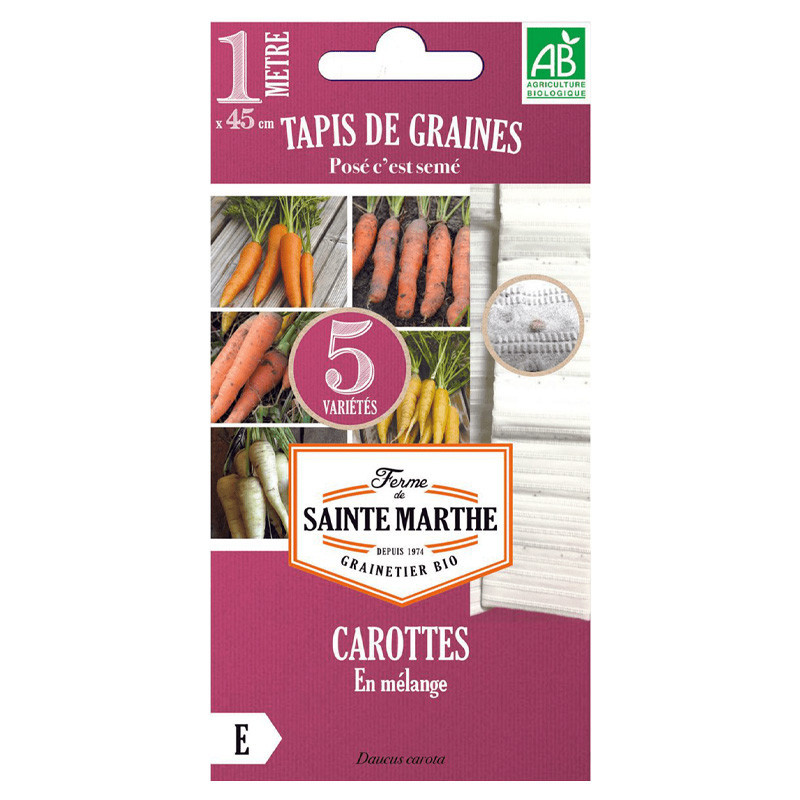 Tapis de carottes - 5 variétés - 330 graines AB - La ferme Sainte Marthe