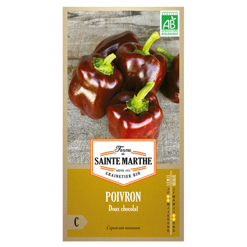 Poivron doux chocolat - 30 graines AB - La ferme Sainte Marthe