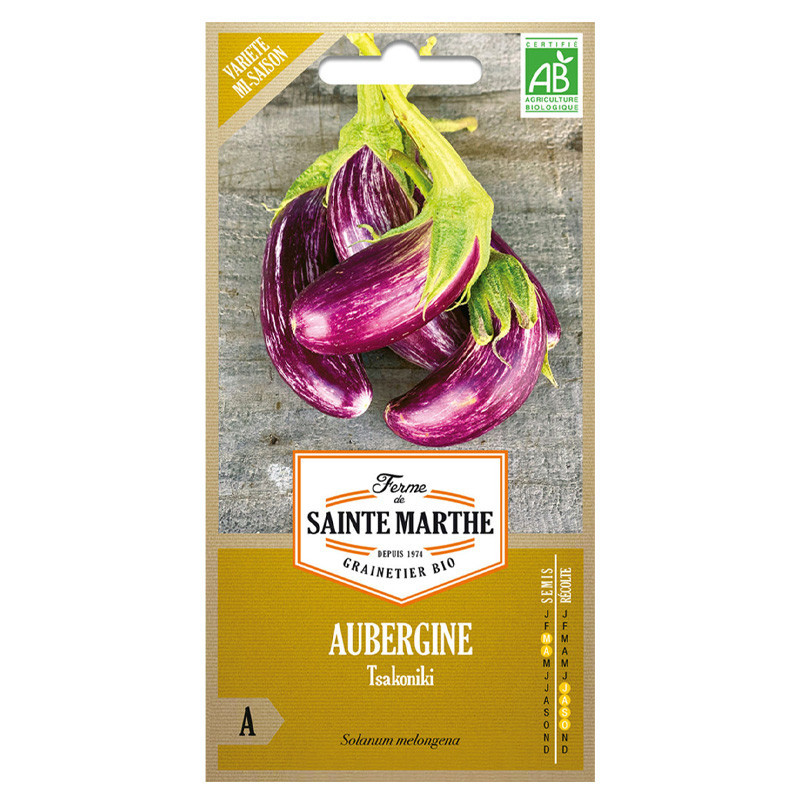Aubergine Tsakoniki - 50 graines AB - La ferme Sainte Marthe